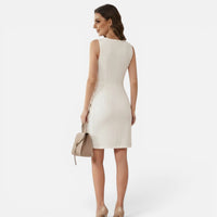 Robe Midi de Bureau sans Manches à Boutons