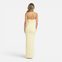 Robe Longue Moulante Jaune Beurre à Bretelles