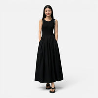 Robe Mi-Longue Évasée Sans Manches avec Poches