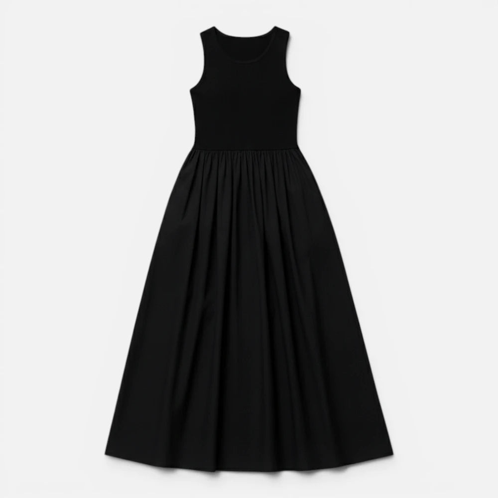 Robe Mi-Longue Évasée Sans Manches avec Poches