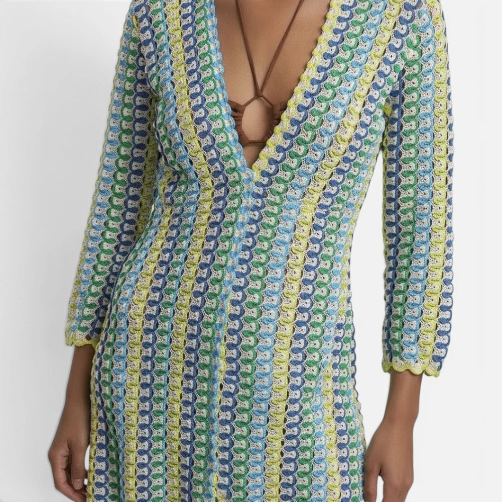 Robe  de Plage en Tricot Arc-en-Ciel