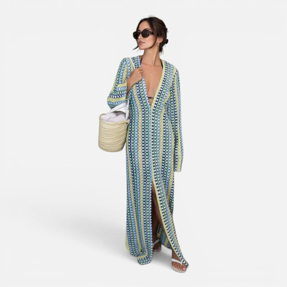 Robe  de Plage en Tricot Arc-en-Ciel