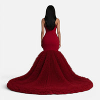Robe de Soirée Sirène Bustier avec Cascade de Volants