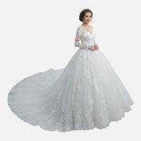 Robe de Mariée Princesse à Manches Longues en Dentelle