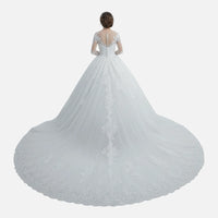 Robe de Mariée Princesse à Manches Longues en Dentelle