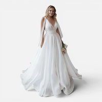 Robe de Mariée en Organza et Tulle avec Bretelles Cape