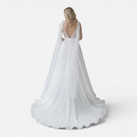 Robe de Mariée en Organza et Tulle avec Bretelles Cape
