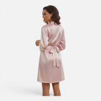 Robe de Chambre Courte en Satin Soyeux avec Ceinture