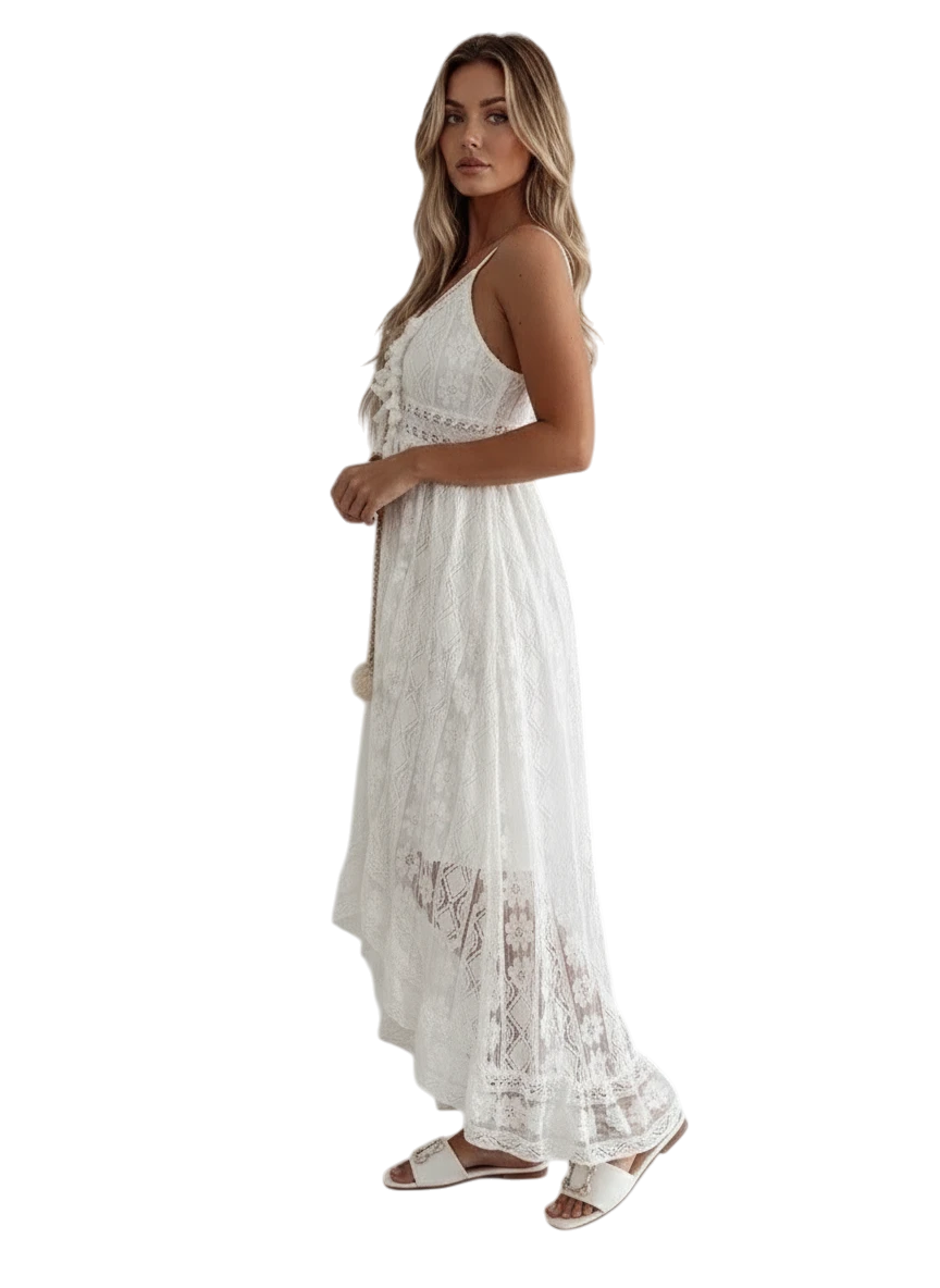 Robe de Plage Bohème Fluide à Fines Bretelles