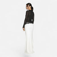 Robe Longue Bicolore Noir et Blanc à Manches Longues