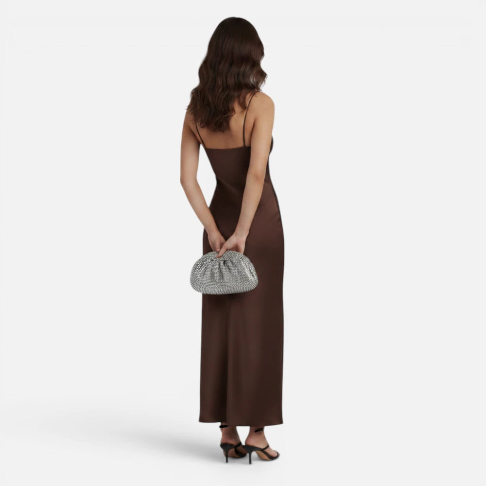 Robe Longue d'Été en Pur Lin Marron Chocolat