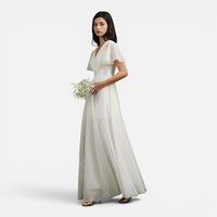 Robe Longue de Cérémonie en Tulle à Manches Papillon