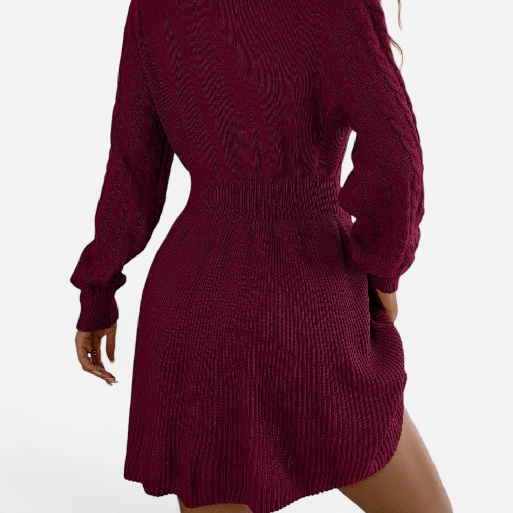 Robe Pull Courte Patineuse en Tricot Torsadé