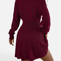 Robe Pull Courte Patineuse en Tricot Torsadé