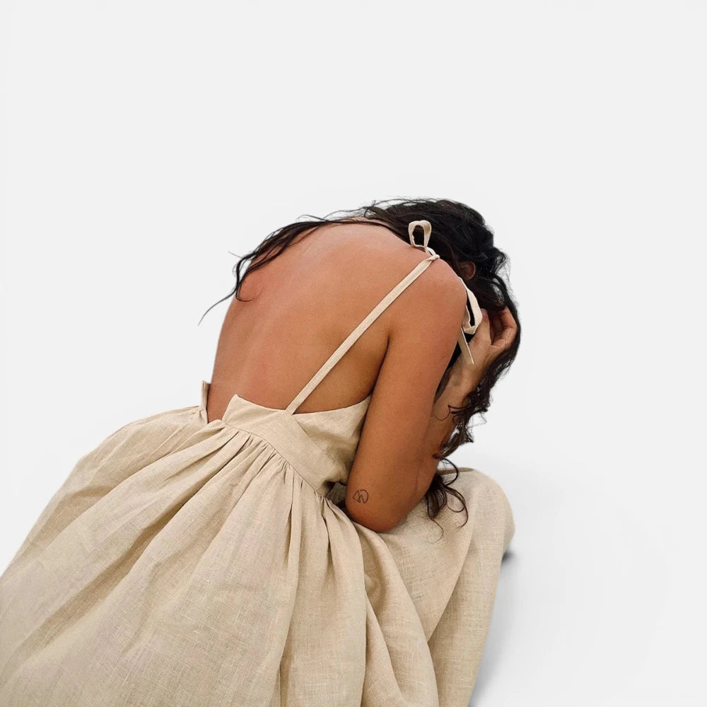Robe Longue en Lin Dos Nu avec Poches