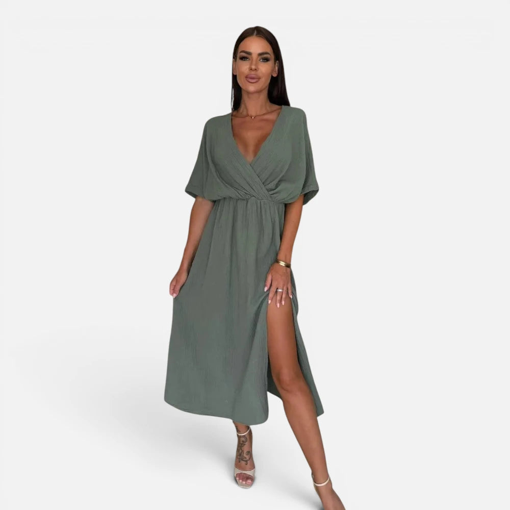 Robe Midi  A Col En V