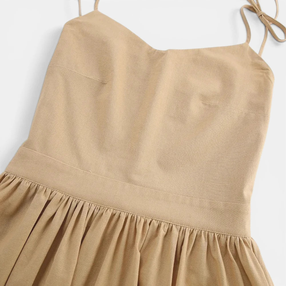 Robe Longue en Lin Dos Nu avec Poches