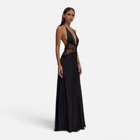 Robe Longue en Satin et Dentelle
