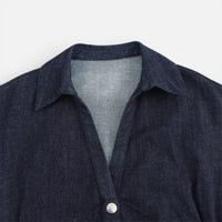 Robe Longue en Jean Ajustée à Boutons