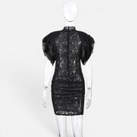 Robe de Soirée en Dentelle Transparente et Volants