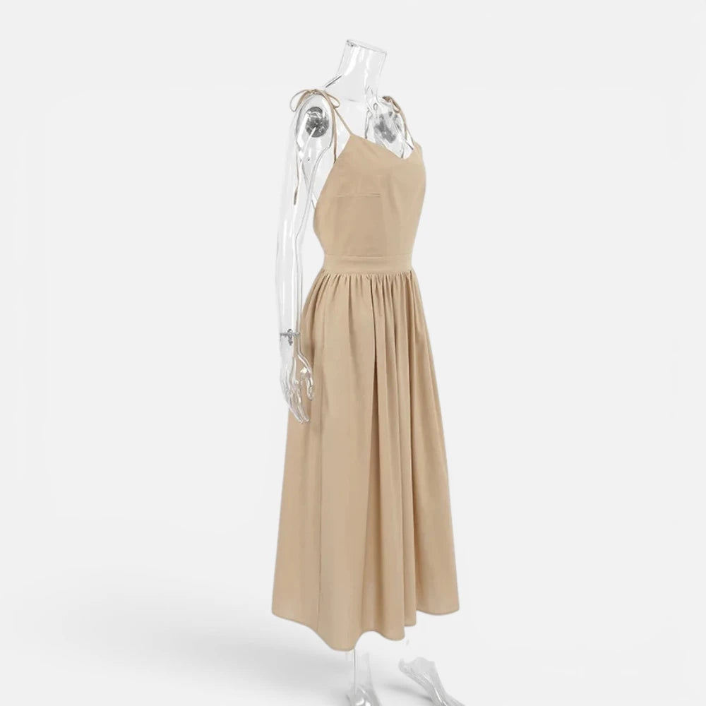 Robe Longue en Lin Dos Nu avec Poches