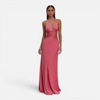 Robe Longue en Satin et Dentelle