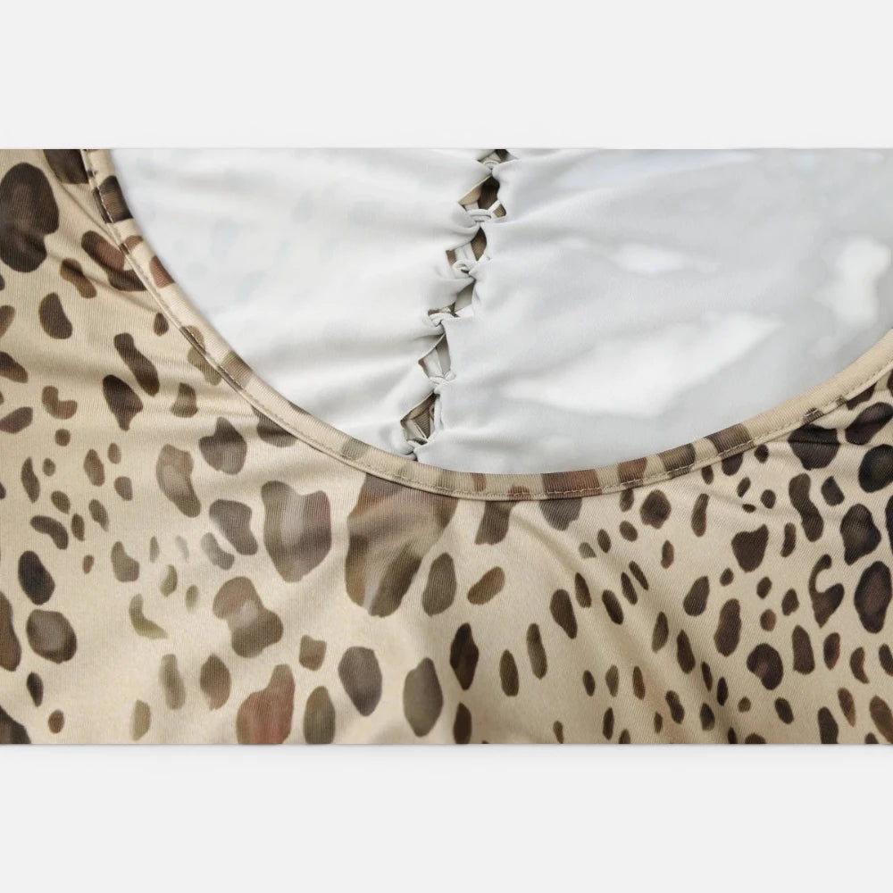 Robe de Soirée Longue Dos Nu Motif Léopard