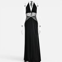 Robe Longue en Satin et Dentelle