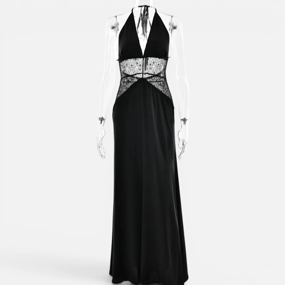 Robe Longue en Satin et Dentelle