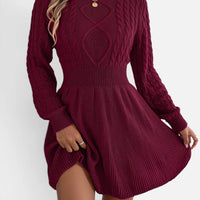 Robe Pull Courte Patineuse en Tricot Torsadé