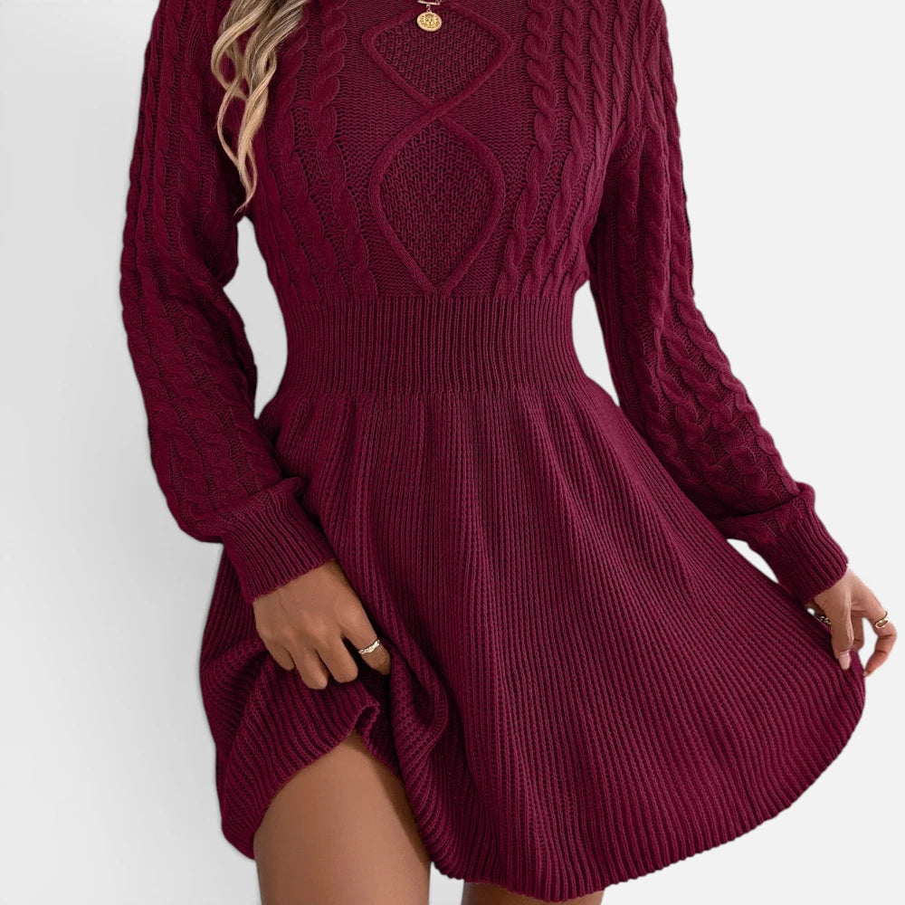 Robe Pull Courte Patineuse en Tricot Torsadé