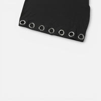 Mini Robe Noire Dos Nu à Œillets Métalliques