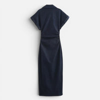 Robe Longue en Jean Ajustée à Boutons