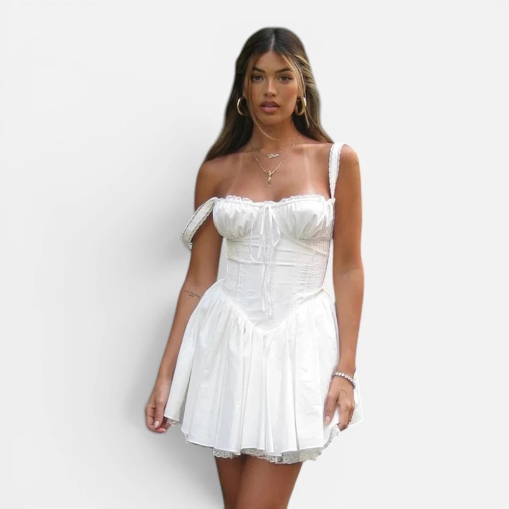 Robe Courte Style Corset en Dentelle