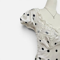 Robe Longue en Satin à Pois