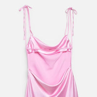 Robe-Nuisette de Soirée Fluide en Satin Rose