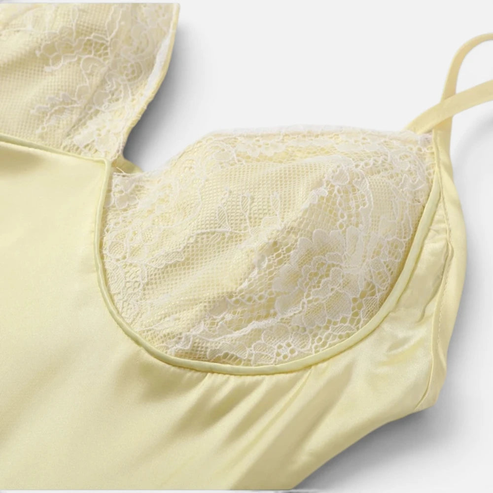 Robe En Satin Jaune