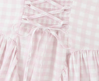 Robe Midi Évasée à Motif Vichy Rose et Blanc