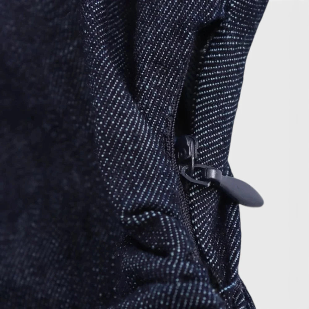 Robe Midi en Denim Boutonnée à Manches Courtes