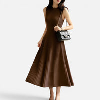 Robe Longue en Maille  Laine Mérinos Plissée