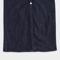 Robe Midi en Denim Boutonnée à Manches Courtes