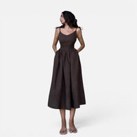 Robe Longue en Lin Dos Nu avec Poches