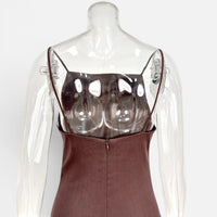 Robe Longue d'Été en Pur Lin Marron Chocolat