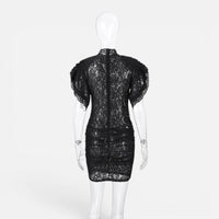 Robe de Soirée en Dentelle Transparente et Volants