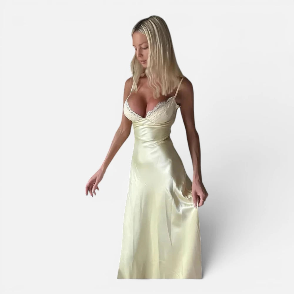 Robe En Satin Jaune
