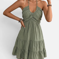 Robe Courte à Col Halter et Volants d'Été