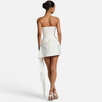 Robe de Soirée Courte à Corset et Drapé Satiné