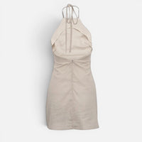 Mini-Robe d'Été en Coton et Lin à Col Licou