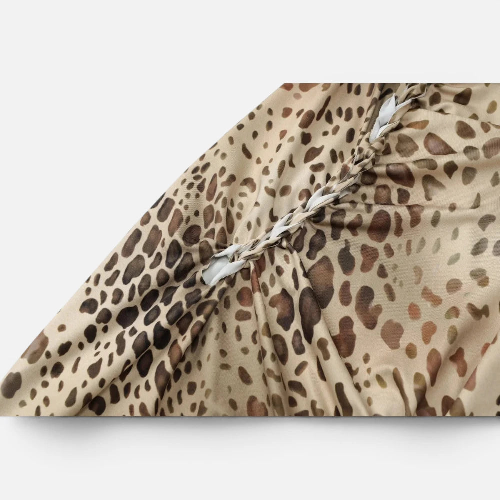 Robe de Soirée Longue Dos Nu Motif Léopard