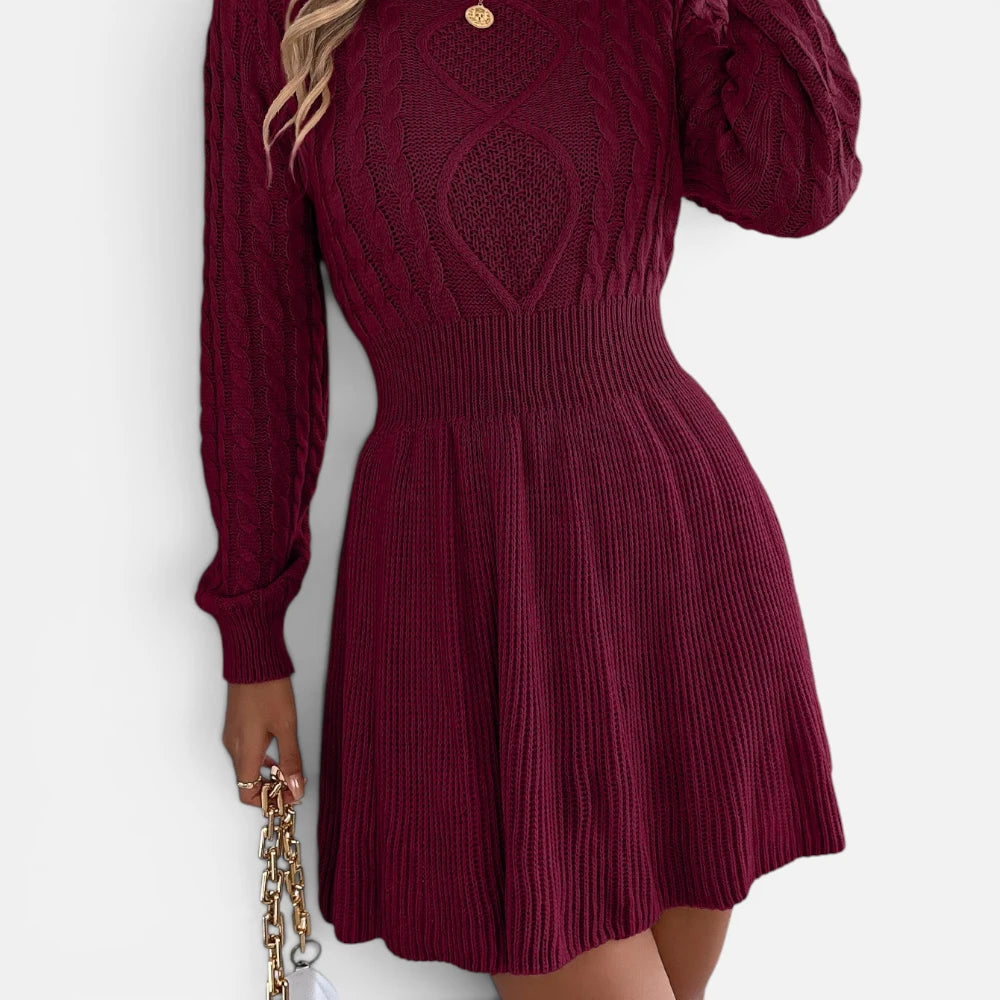 Robe Pull Courte Patineuse en Tricot Torsadé